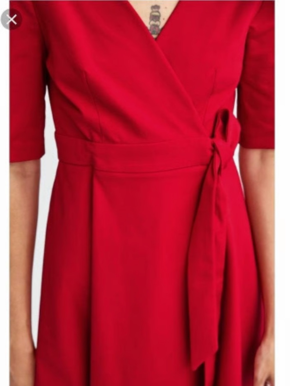 Zara Women’s Red Wrapped Pleated Quarter Sleeve Mini Dress - Picture 4 of 13